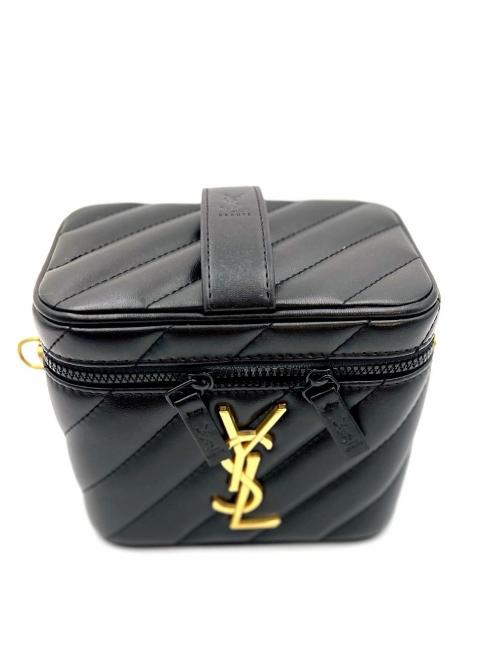 YSL NEW with box Saint Laurent Black Quilted Vanity Bag with Gold YSL Logo. - Picture 6 of 9